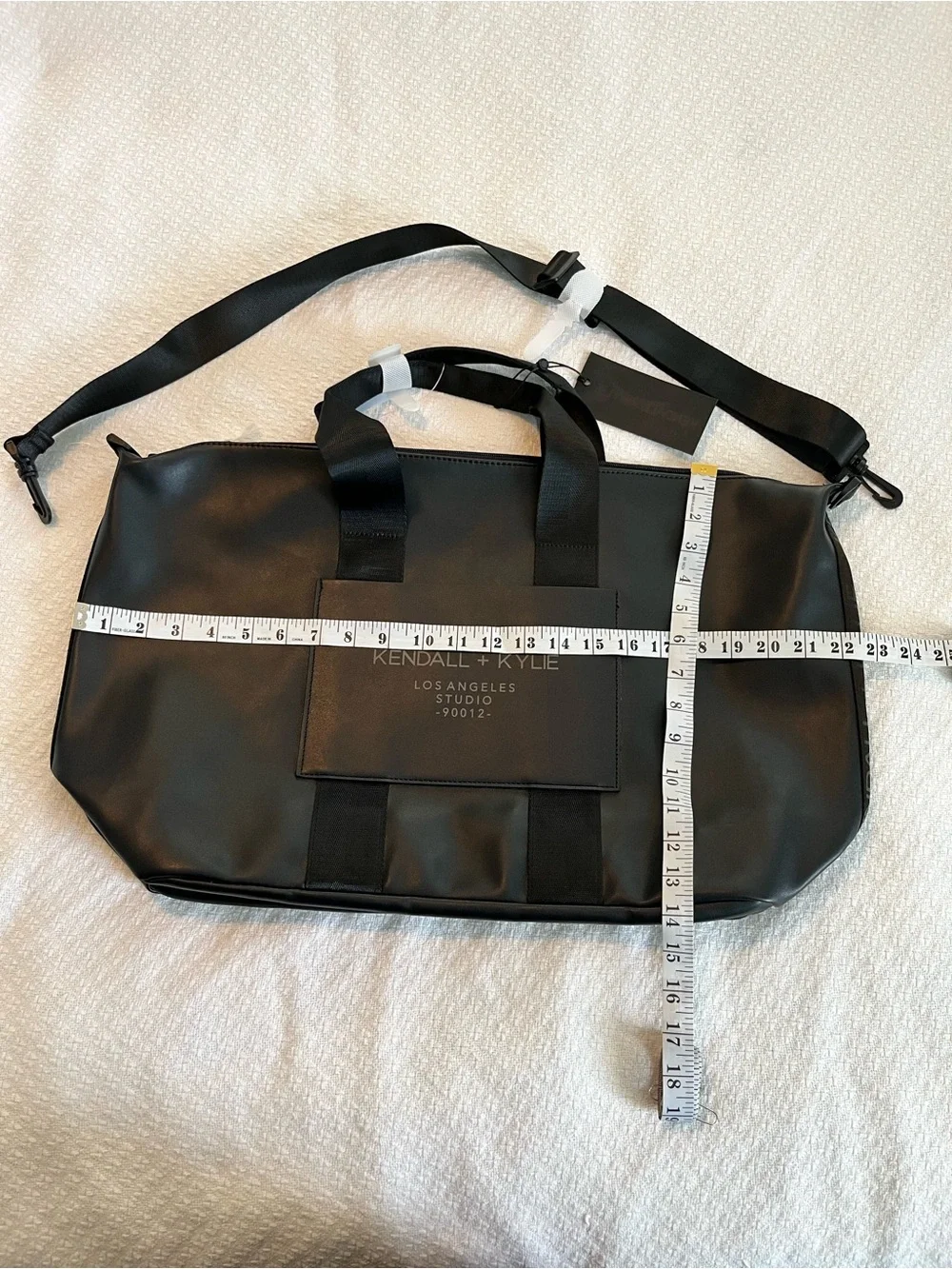 Kendall & Kylie Black Unisex Tote Front Logo Patch Pocket/ Shoulder Strap NWT